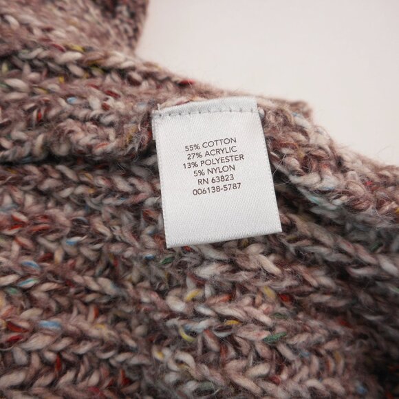 Christopher & Banks Womens PM Open Front Cardigan Sweater Brown Speckled Pockets - Picture 8 of 12